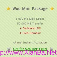 WooServers-5GB空间、独立IP、免费域名一年只需20美元