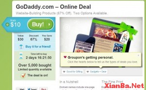 Groupon团购Godaddy Gift Card