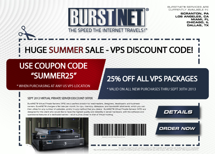 2013年9月BurstNET优惠码发布 25% off