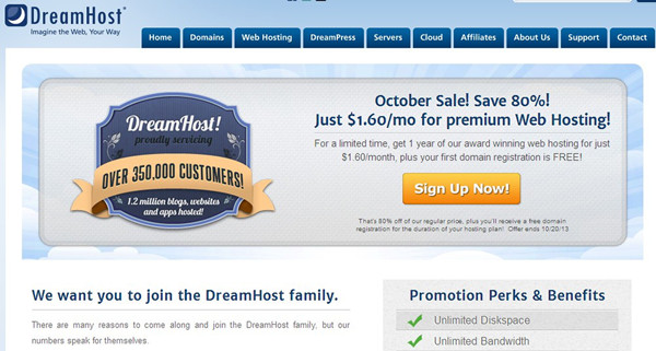 DreamHost – 12美元年付无限美国虚拟主机